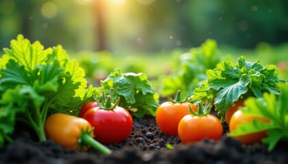 Vibrant vegetables thrive under gentle drip irrigation , water conservation, water droplets, outdoor