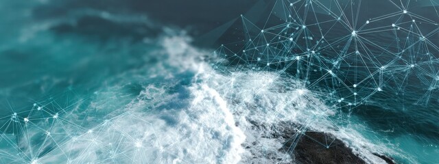 Ocean Waves with Digital Overlay