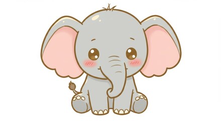 Naklejka premium Charming baby elephant illustration with endearing expression and pastel hues