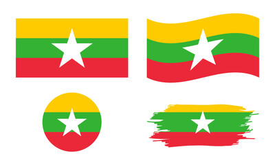 Myanmar flag in different shapes