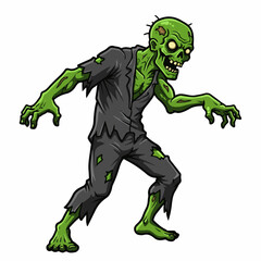 Green zombie character illustration. Zombie illustration perfect for halloween greeting cards. This spooky zombie image is ideal for halloween invitations and posters.