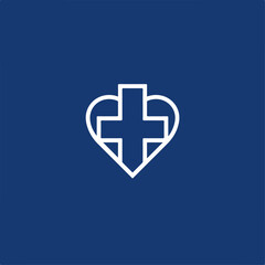 Obraz premium Medical logo design with heart and cross symbol. Modern healthcare branding concept features minimalist cross inside heart shape. Elegant medical logo ideal for clinic, hospital, or healthcare applic