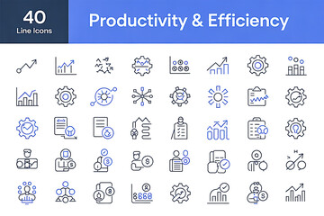 Productivity and Efficiency editable icon set collection