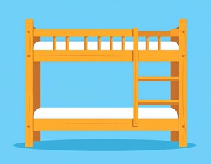 Fototapeta premium Bright Yellow Bunk Bed On Light Blue Background