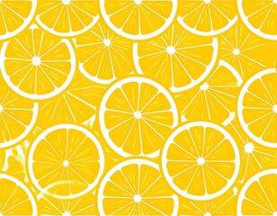 Bright Yellow Lemon Slices Pattern Background
