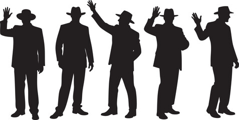 Silhouettes of Cricket Players in Various Poses