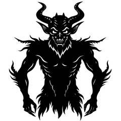 Devil silhouette with isolated  white Background 