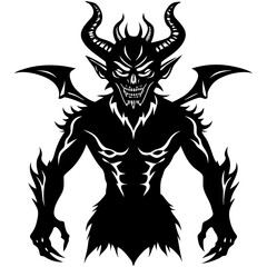 Devil silhouette on black and white Background 