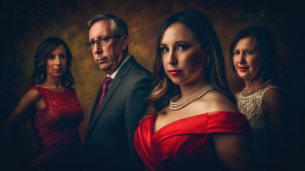Ritratto di famiglia in stile chiaroscuro