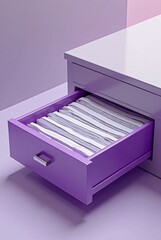 Colorful Office Drawer with Papers on a Modern Workspace Background