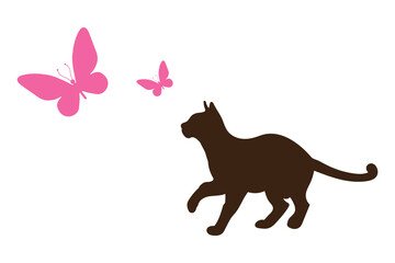 Black cat silhouette. Elegant cat sitting side view with turn around head. Vector Set of Black Cat Silhouettes in Various Poses – Sitting, Playing, Jumping, Walking eps 10