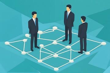 Businessmen Network: Connected Figures on Geometric Grid, Communication and Strategy.