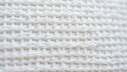 Intricate raised weave, textured white fabric, close-up detail, surface, craft