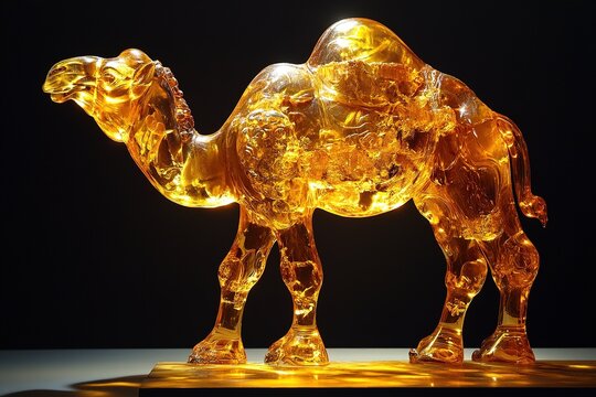 Jewelry sculpture of a camel made of amber