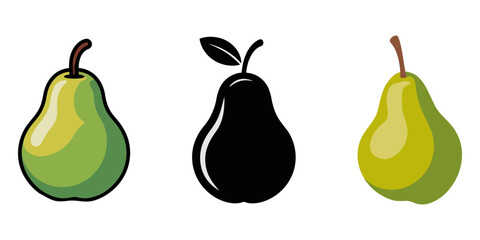 pear isolated, Pears Cartoon Icon Vector Design, A pear on white background vector illustration, Pear Outline Vector Design, pear silhouette vector icon on white background, pear fruit vector.