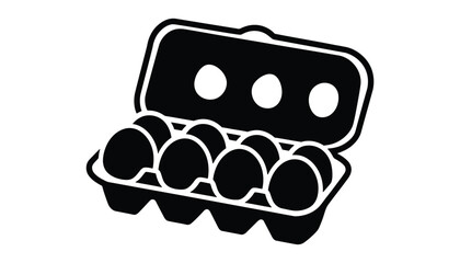 Egg Carton Outline Icon. Fresh Eggs in Box Packaging Vector Illustration.