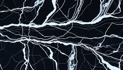 Abstract black and white marble texture with intricate veining patterns across the surface, creating a striking visual effect