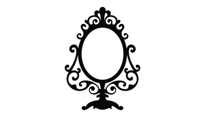 Vintage Ornate Mirror Silhouette Vector Illustration