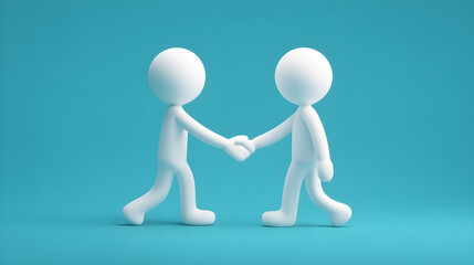 3D Characters Shaking Hands - Friendly Business Agreement