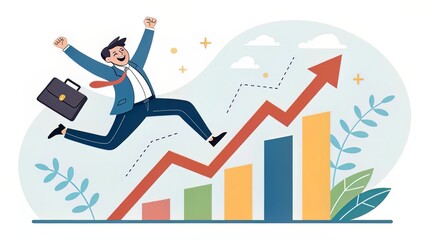 Red Climbing Graph – Real Estate Market or Business Surge Illustration
