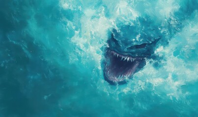 Cryptic Aquatic Creature Emerging from Turbulent Waters