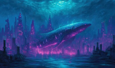 Submerged Metropolis and Bioluminescent Whale