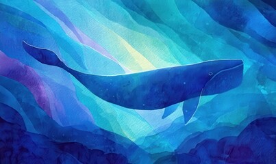 Serene Whale in Luminescent Depths
