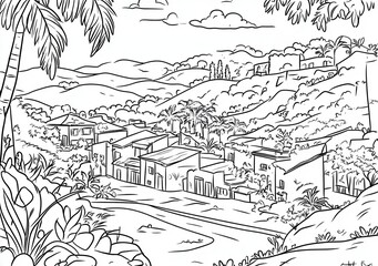 Hillside Village Sketch