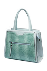 Women's light blue green bag isolated on white