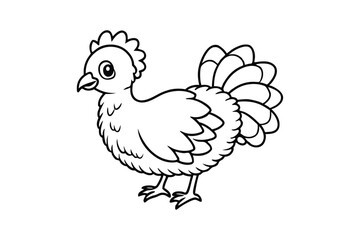 Line art drawing of a baby turkey with fluffy feathers.eps