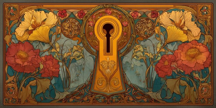 Serratura floreale Art Nouveau: Dettaglio decorativo