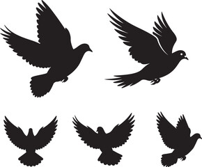 Obraz premium Dove flying silhouette vector illustration