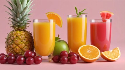 Fototapeta premium fruit juice and fruits on fresh