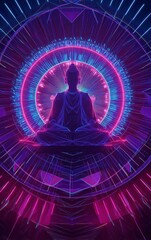 Fototapeta premium Vibrant Neon Buddha Meditation