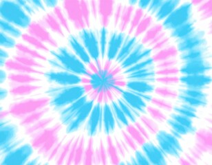 Abstract Tie Dye Spiral Pattern In Pink And Blue
