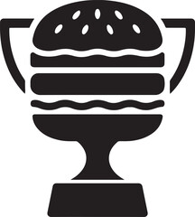 Silhouette vector of a burger shaped like a trophy, symbolizing award-winning food, ideal for restaurant branding, logos, and promotions.