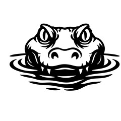 Alligator Black and White isolated vector svg cut file clipart silhouette