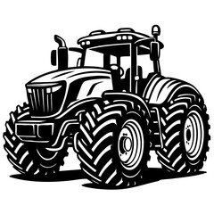Tractor Vector Black and White Silhouette illustration Svg