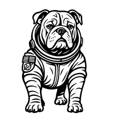Astronaut Bulldog Vector Black and White Silhouette illustration Svg