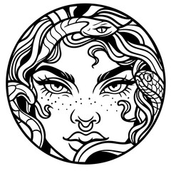 Medusa Vector Black and White Silhouette illustration Svg