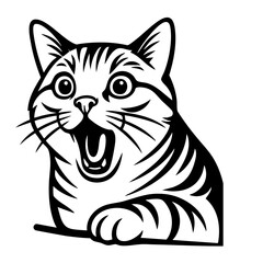Shocking Cat Vector Black and White Silhouette illustration Svg