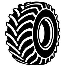 Tractor Tire Black and White isolated vector svg cut file clipart silhouette