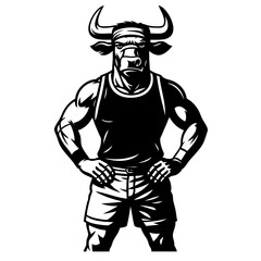 Basketball Player Bull Vector Black and White Clipart Cut File Svg Silhouette Isolated