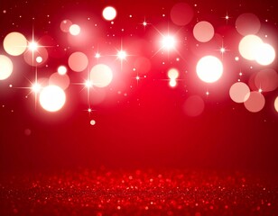 Red bokeh with stars and sparkles, shiny overlay decoration, abstract Christmas 