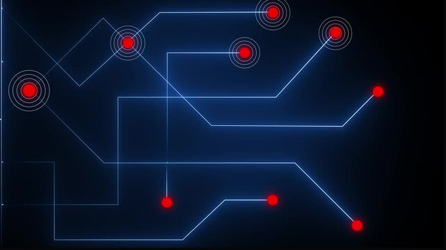 Abstract geometric connect lines and dots.Simple technology graphic background.Illustration Vector design Network and Connection concept. Neon glowing Circuit Logo Template icon design animation