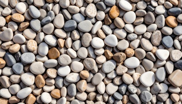 high-resolution close-up of many smooth, polished pebbles in various natural colors.Background