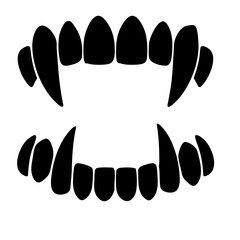 Vampire Fang Vector Black and White Clipart Cut File Svg Silhouette Isolated