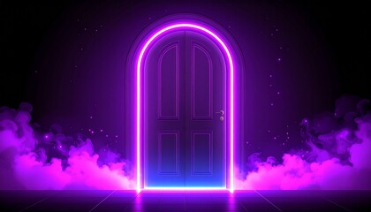 neon, portal, futuristic, arch, gate, magic, border, glowing, purple, smoke, light, sci-fi, fantasy, abstract, modern, future, digital, technology, effect, energy, entrance, dimension, cyber, vapor, d