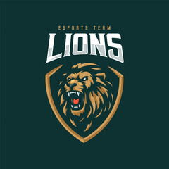 Angry lion roar mascot logo