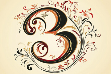 Floral design featuring stylized number three decoration Generative AI